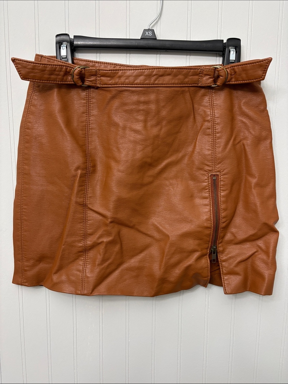 Free People Faux Leather Mini Skirt Women Size 6 Caramel Brown